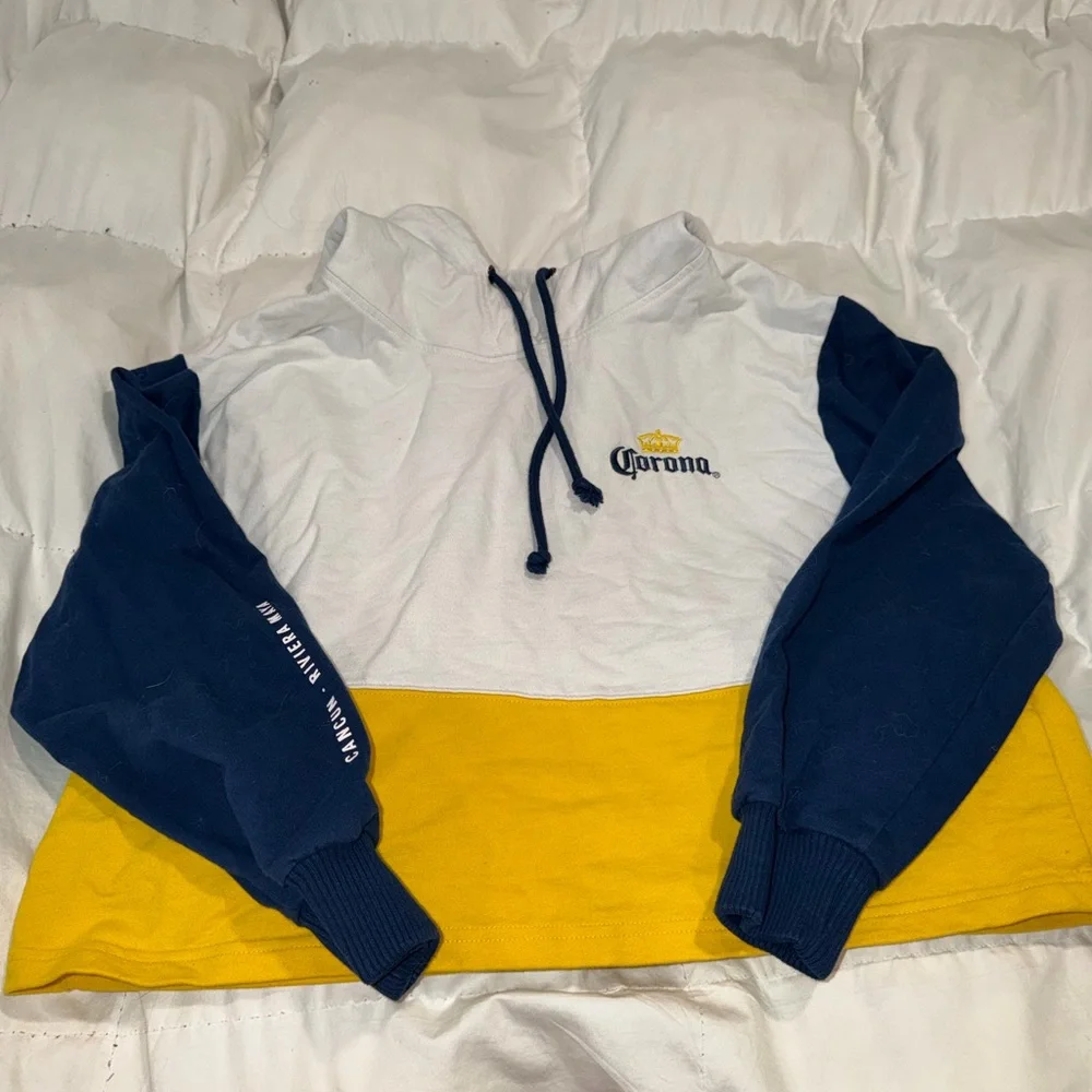 Corona Women's Yellow and Navy Colorblock Hoodie - Picture 4 of 7